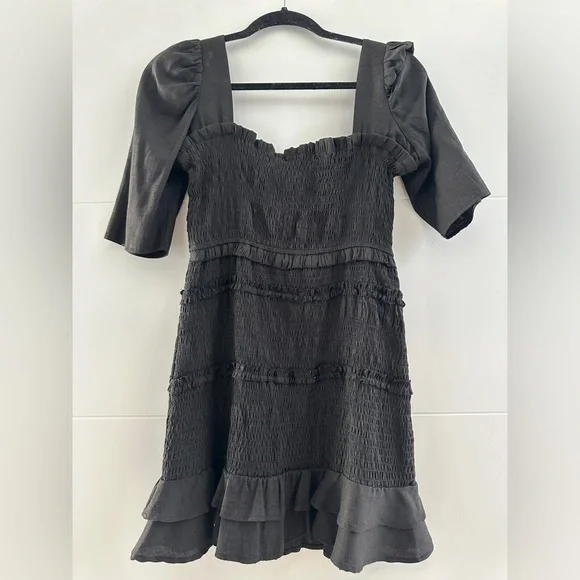 Favlux Black Puff Sleeve Square Neck Mini Dress Festival Outfit | Size L - Picture 8 of 13